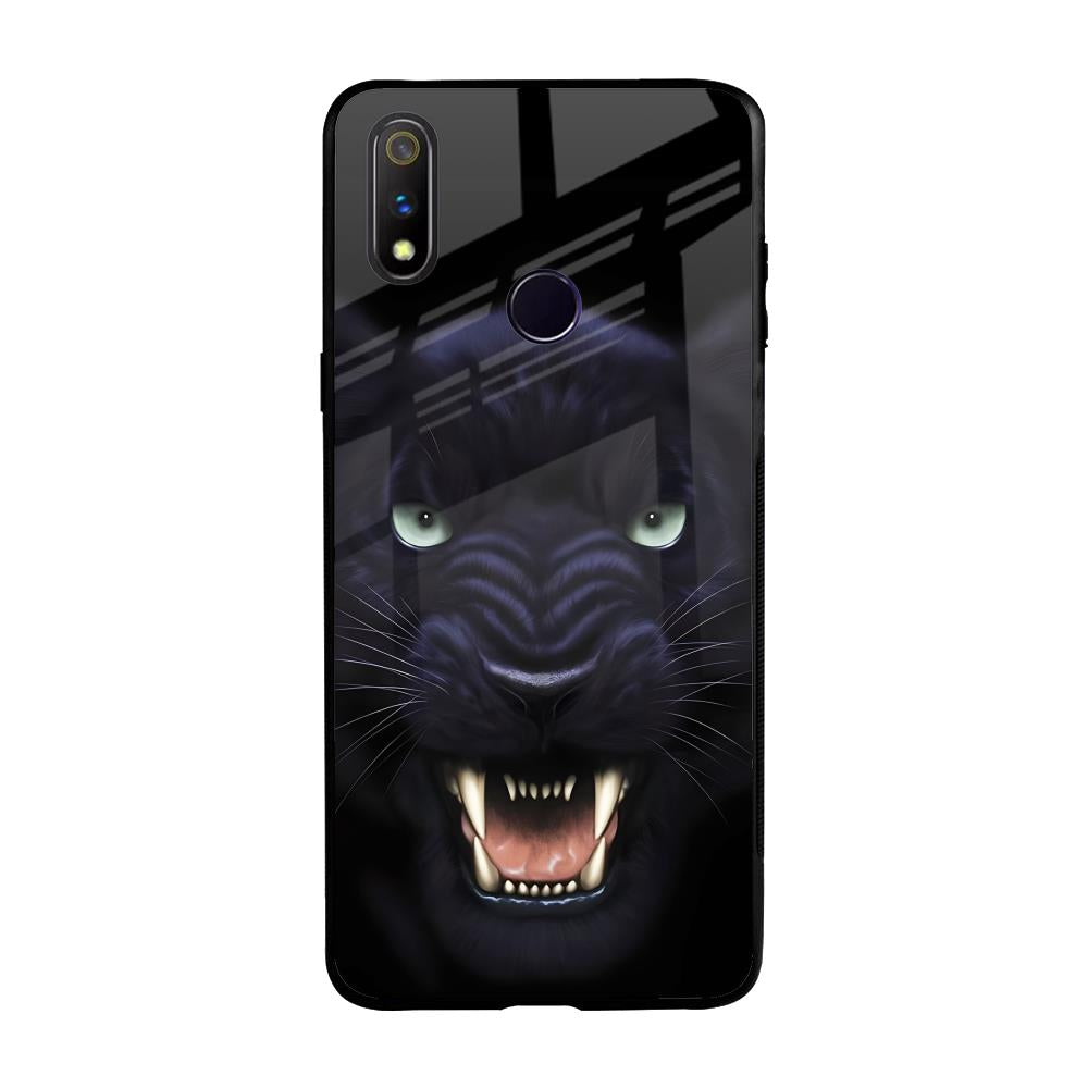 Angry Black Leopard Realme 3 Pro Glass Back Cover Online
