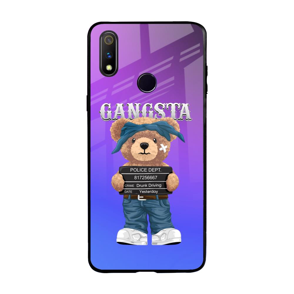 Gangsta Bear Realme 3 Pro Glass Back Cover Online
