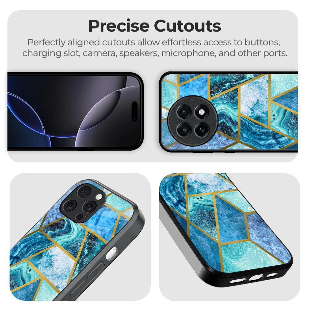 Turquoise Geometrical Marble Glass Case