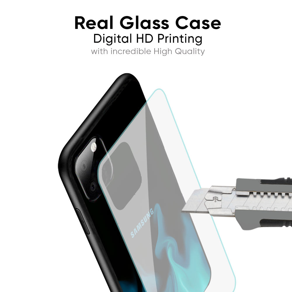 Teal Flames Glass Case for Samsung Galaxy M56 5G
