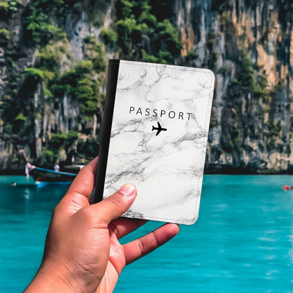 White Marble Passport Cover