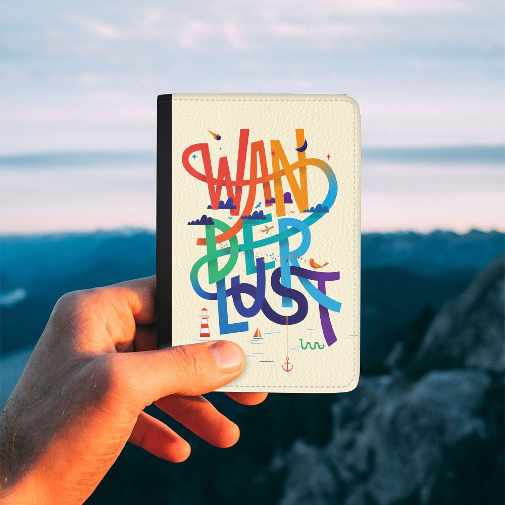 Wanderlust Typography Passport Cover