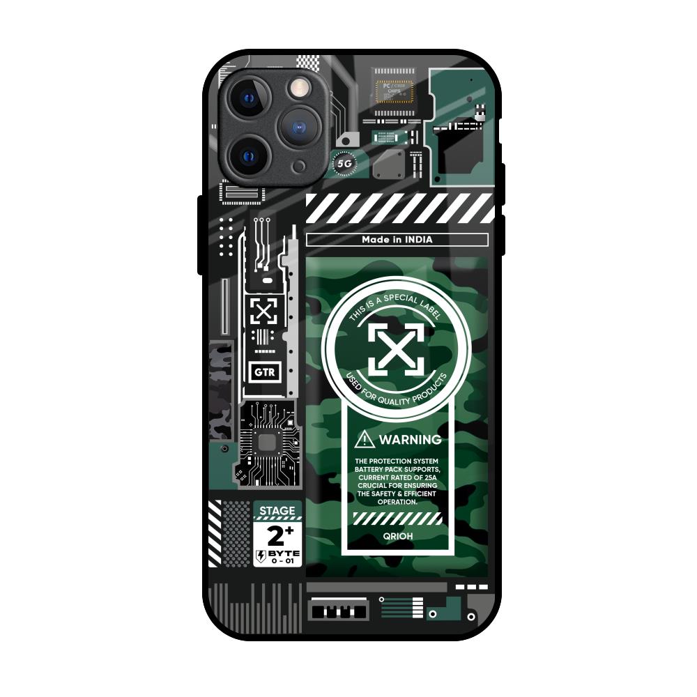 Green Camo Circuit iPhone 11 Pro Max Glass Back Cover Online