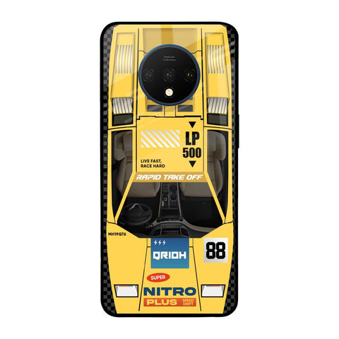 Yellow Racing Car OnePlus 7T Glass Back Cover Online