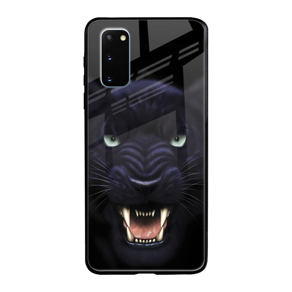 Angry Black Leopard Samsung Galaxy S20 Glass Back Cover Online