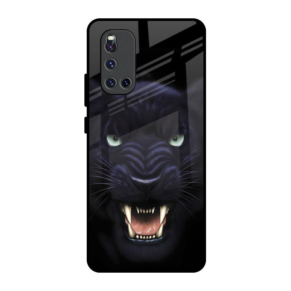 Angry Black Leopard Vivo V19 Glass Back Cover Online