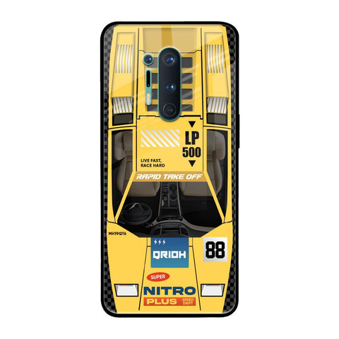 Yellow Racing Car OnePlus 8 Pro Glass Back Cover Online