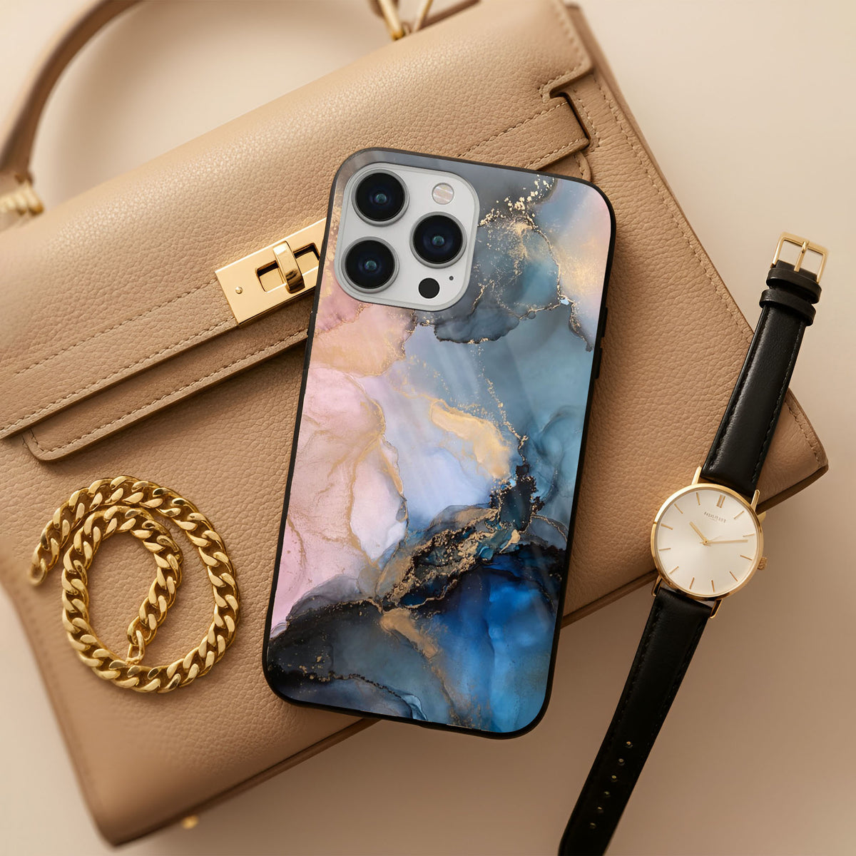 Marble Ink Abstract Glass Case