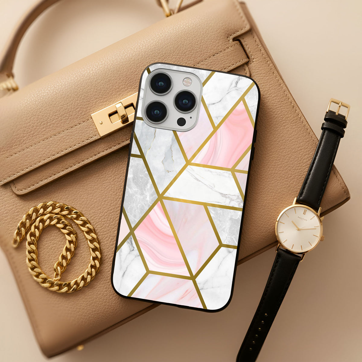Geometrical Marble Glass Case