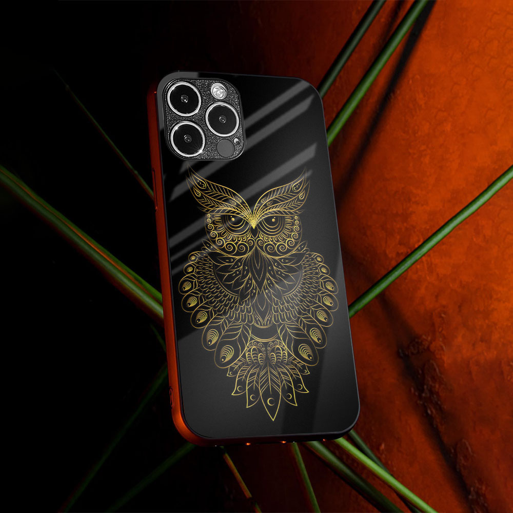 Golden Owl Glass Case
