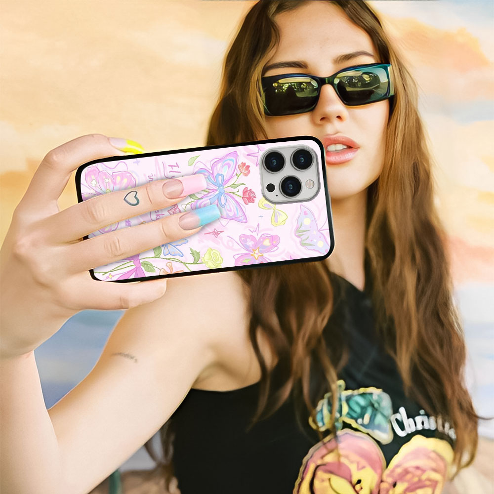 Butterfly Canvas Glass Case