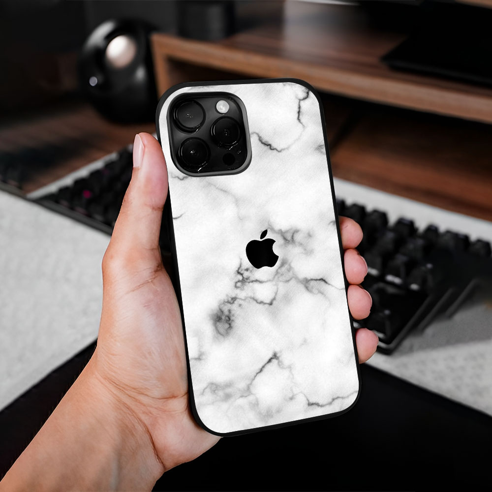 Satin White Marble Glass Case