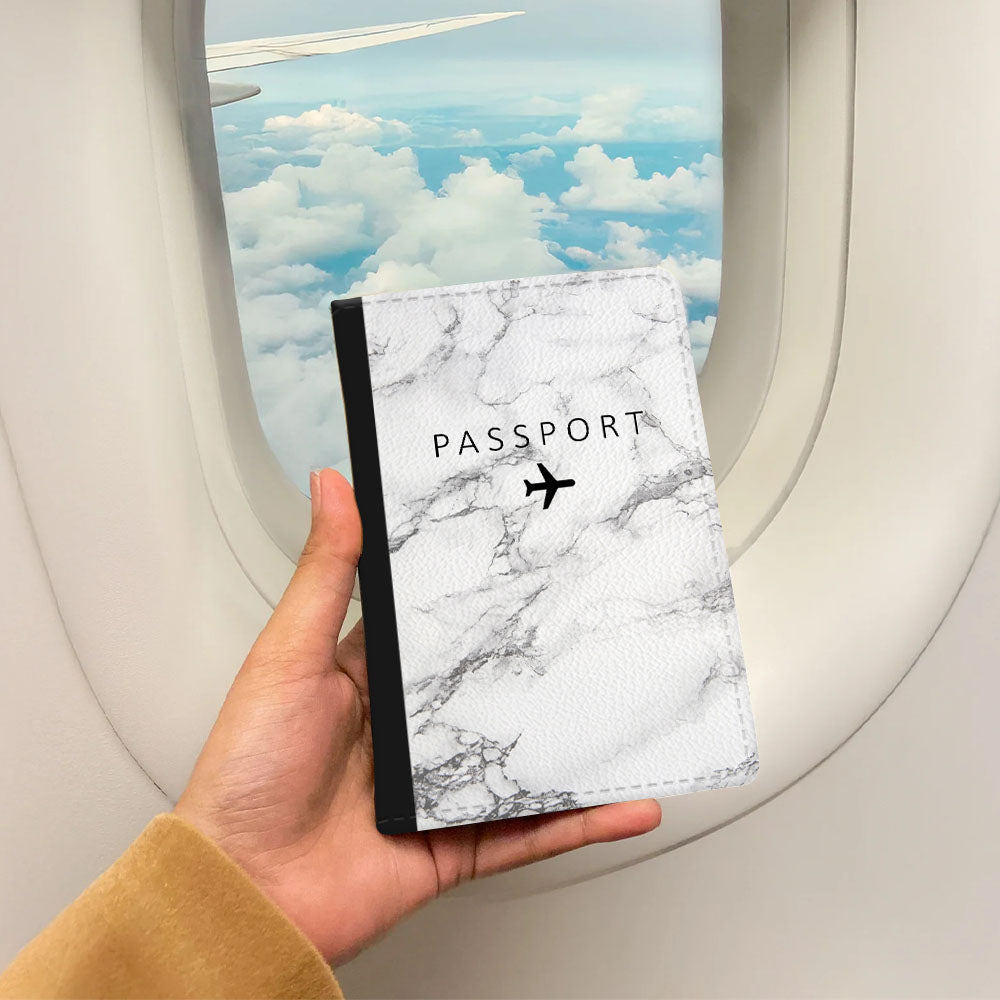 White Marble Passport Cover
