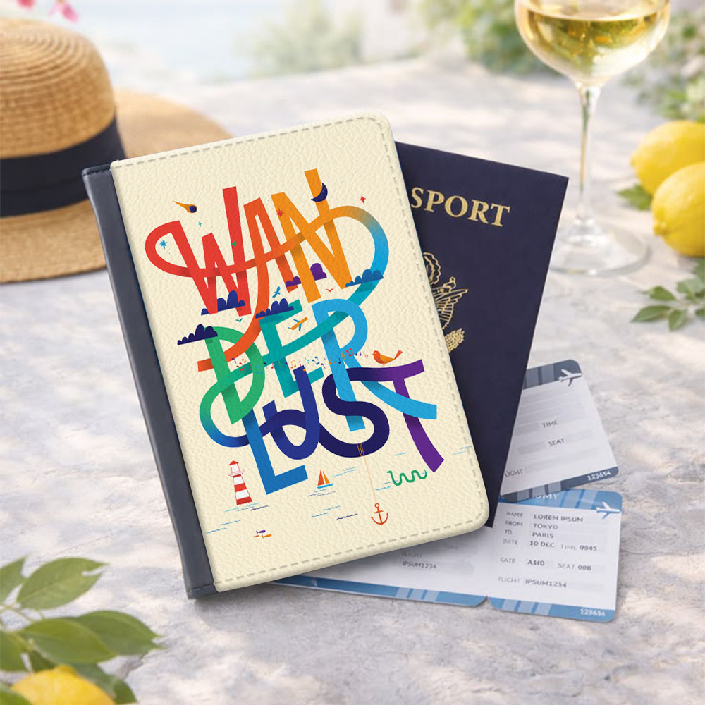 Wanderlust Typography Passport Cover