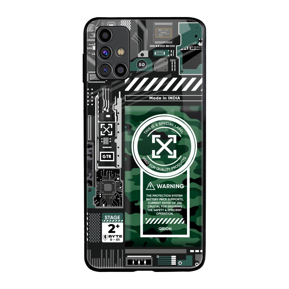 Green Camo Circuit Samsung Galaxy M31s Glass Back Cover Online