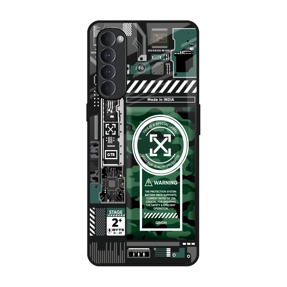 Green Camo Circuit Oppo Reno4 Pro Glass Back Cover Online