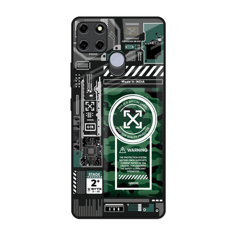 Green Camo Circuit Realme C12 Glass Back Cover Online