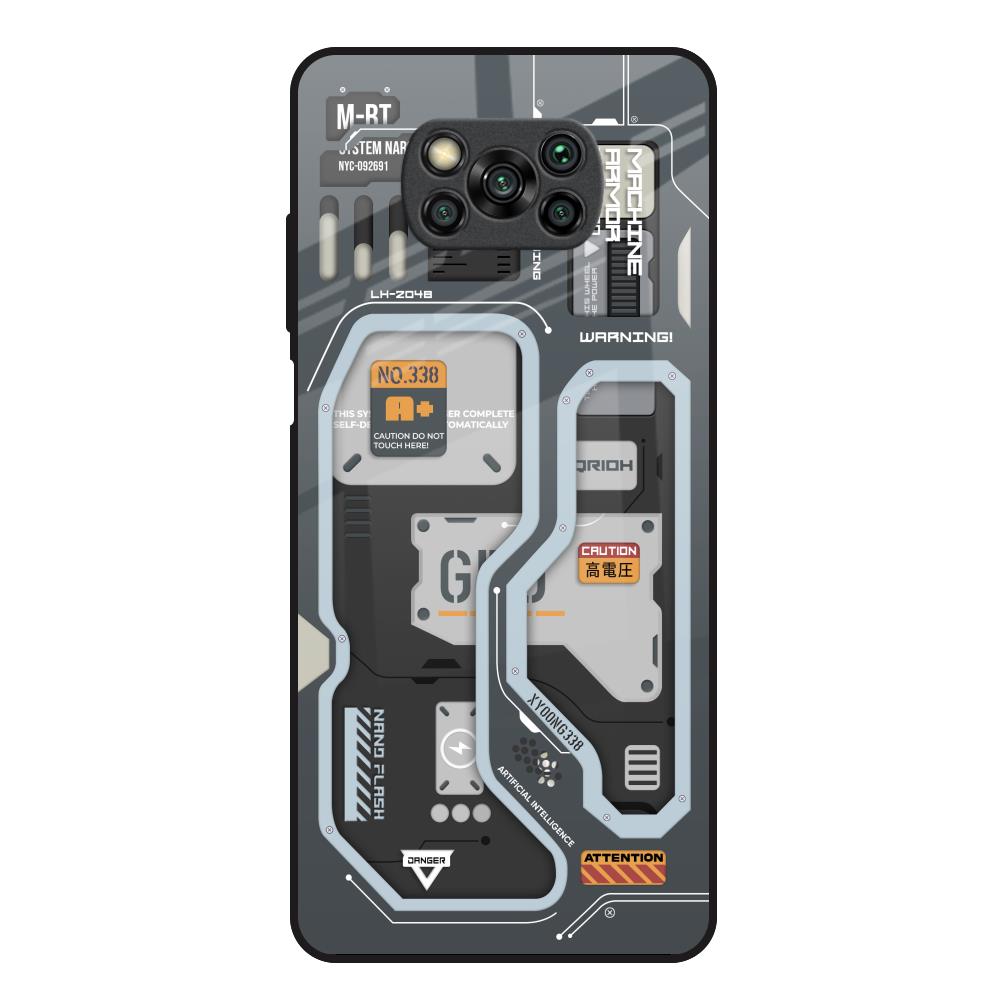 Retro Futuristic Poco X3 Glass Back Cover Online