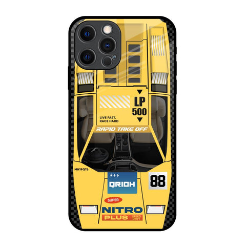 Yellow Racing Car iPhone 12 Pro Glass Back Cover Online