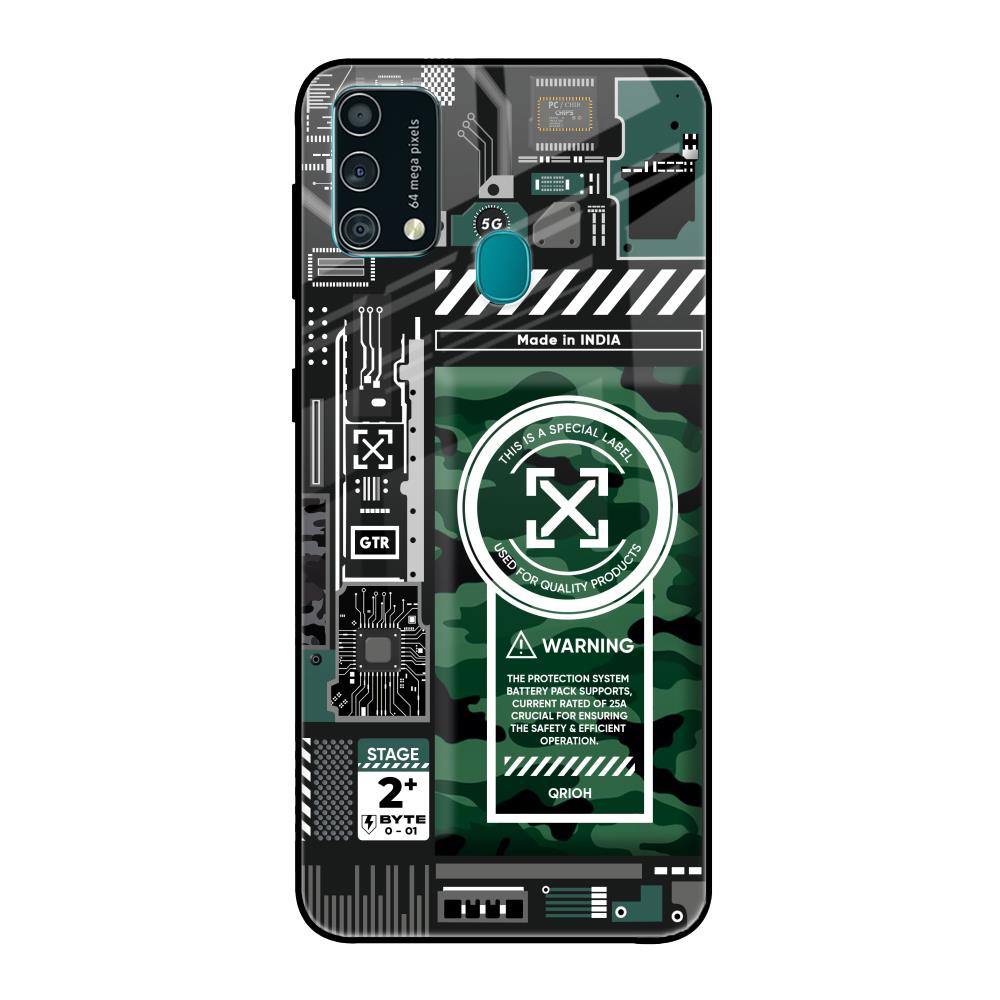 Green Camo Circuit Samsung Galaxy F41 Glass Back Cover Online