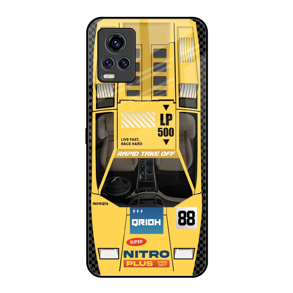 Yellow Racing Car Vivo V20 Pro Glass Back Cover Online