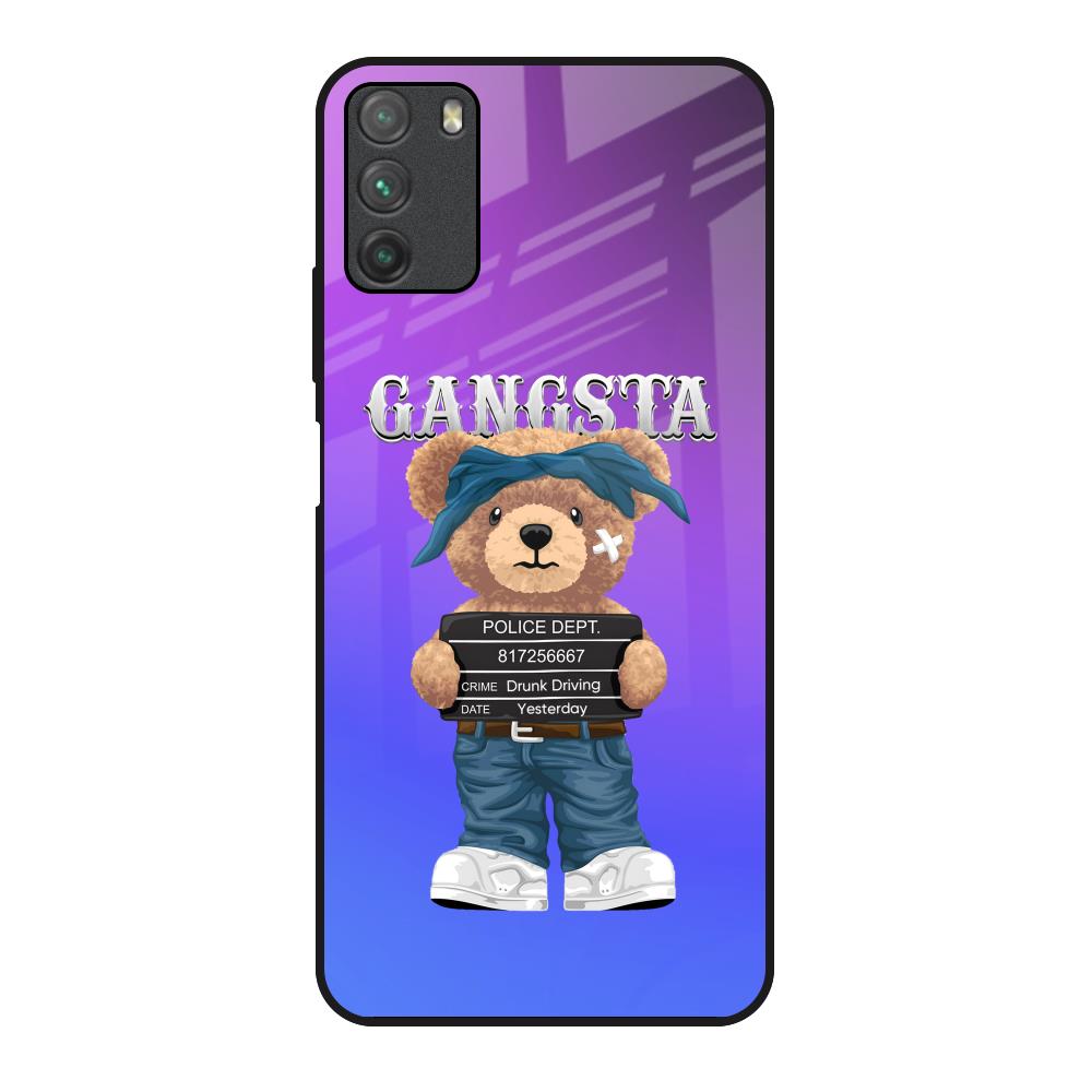 Gangsta Bear Poco M3 Glass Back Cover Online