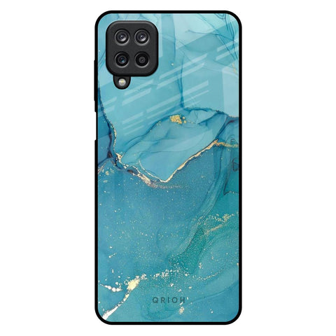 Blue Golden Glitter Samsung Galaxy M12 Glass Back Cover Online