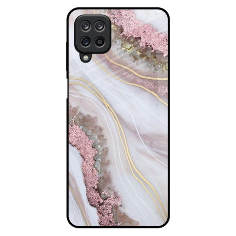 Pink & Gold Gllitter Marble Samsung Galaxy M12 Glass Back Cover Online