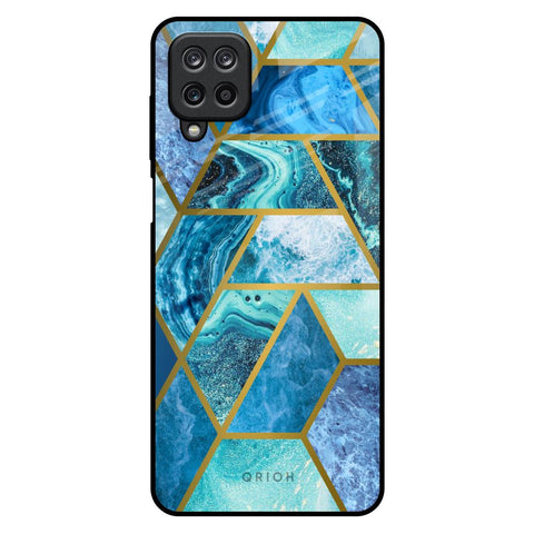 Turquoise Geometrical Marble Samsung Galaxy M12 Glass Back Cover Online