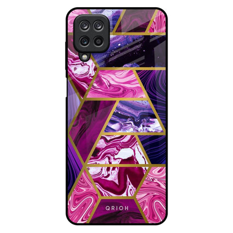 Electroplated Geometric Marble Samsung Galaxy M12 Glass Back Cover Online