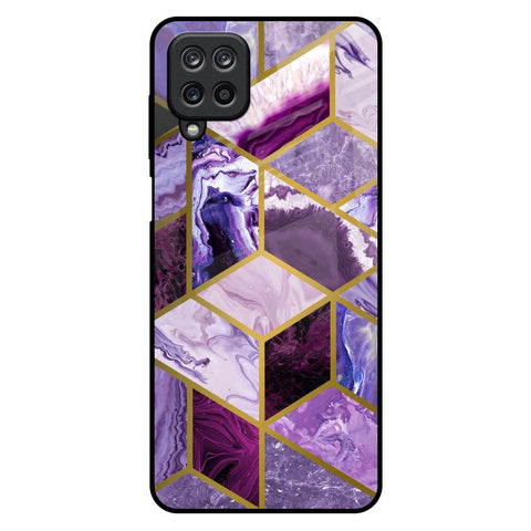 Purple Rhombus Marble Samsung Galaxy M12 Glass Back Cover Online