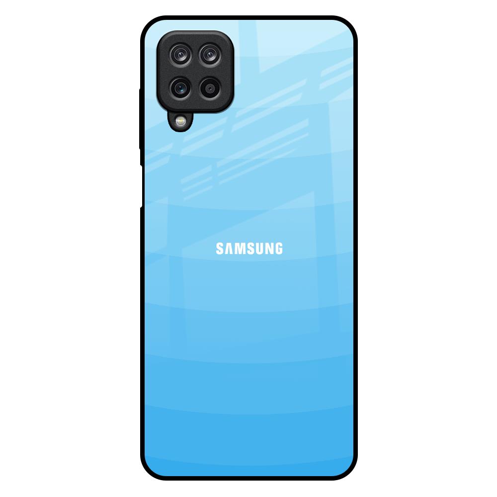 Wavy Blue Pattern Samsung Galaxy M12 Glass Back Cover Online