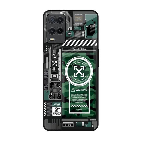 Green Camo Circuit Realme 8 Glass Back Cover Online