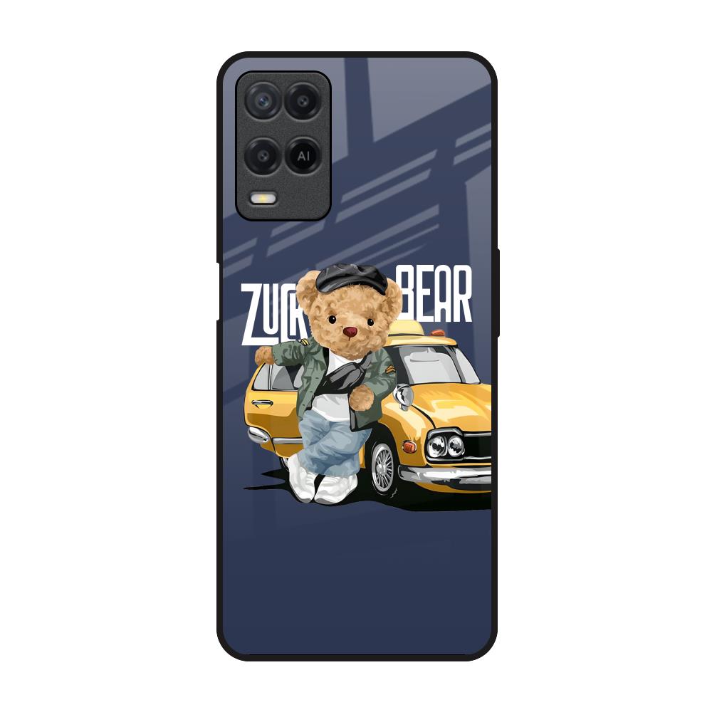 Adventurous Bear Realme 8 Glass Back Cover Online