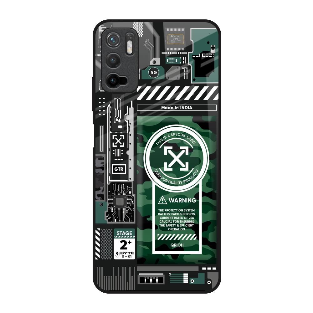 Green Camo Circuit Redmi Note 10T 5G Glass Back Cover Online