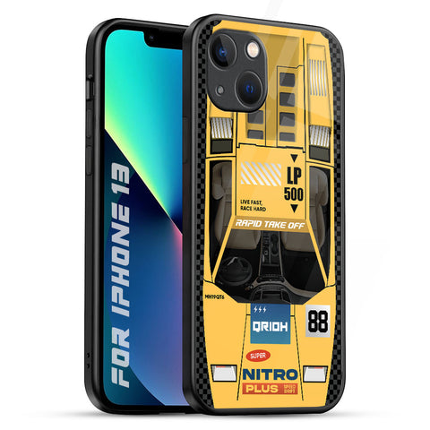 Yellow Racing Car iPhone 13 Glass Back Cover Online