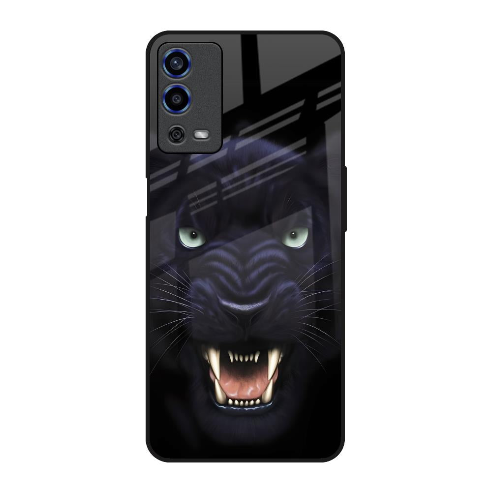 Angry Black Leopard Oppo A55 Glass Back Cover Online