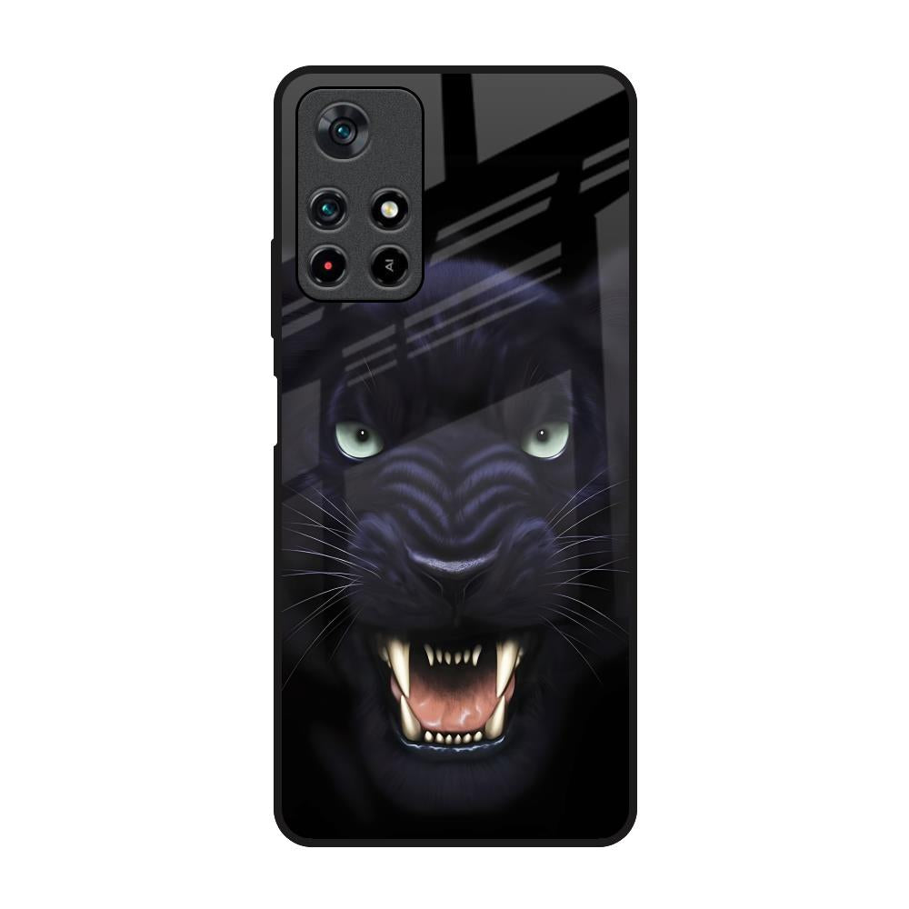 Angry Black Leopard Poco M4 Pro 5G Glass Back Cover Online