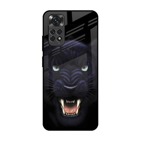 Angry Black Leopard Redmi Note 11 Glass Back Cover Online