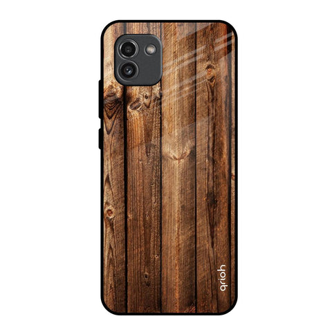 Timber Printed Samsung Galaxy A03 Glass Back Cover Online