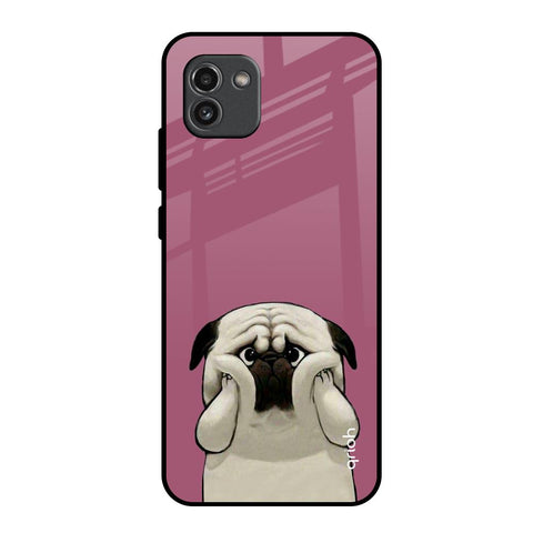 Funny Pug Face Samsung Galaxy A03 Glass Back Cover Online