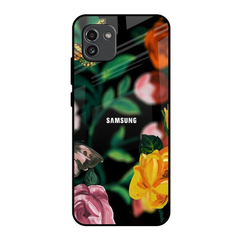 Flowers & Butterfly Samsung Galaxy A03 Glass Back Cover Online
