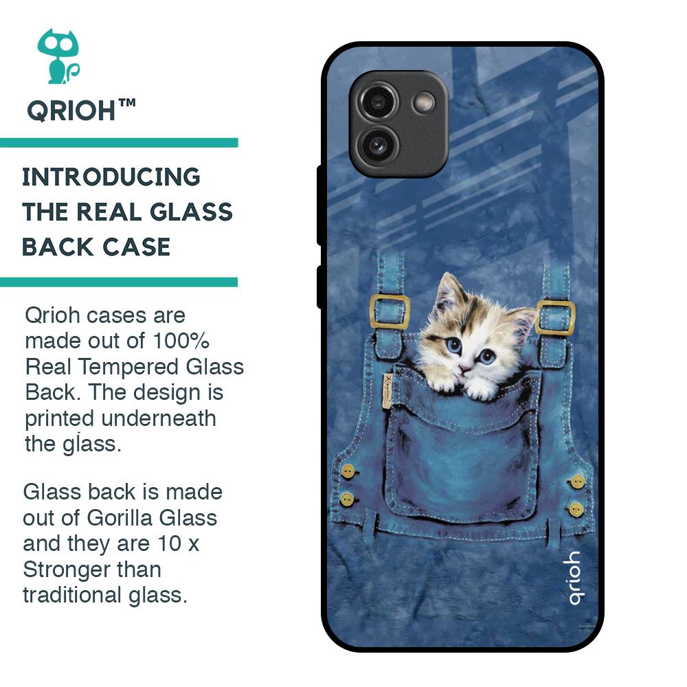 Kitty In Pocket Glass Case For Samsung Galaxy A03