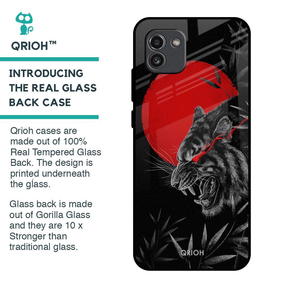 Red Moon Tiger Glass Case for Samsung Galaxy A03