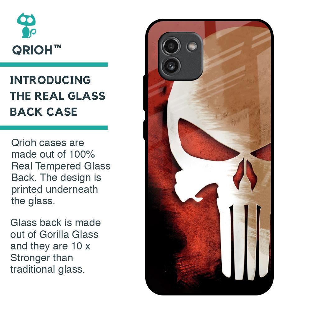 Red Skull Glass Case for Samsung Galaxy A03
