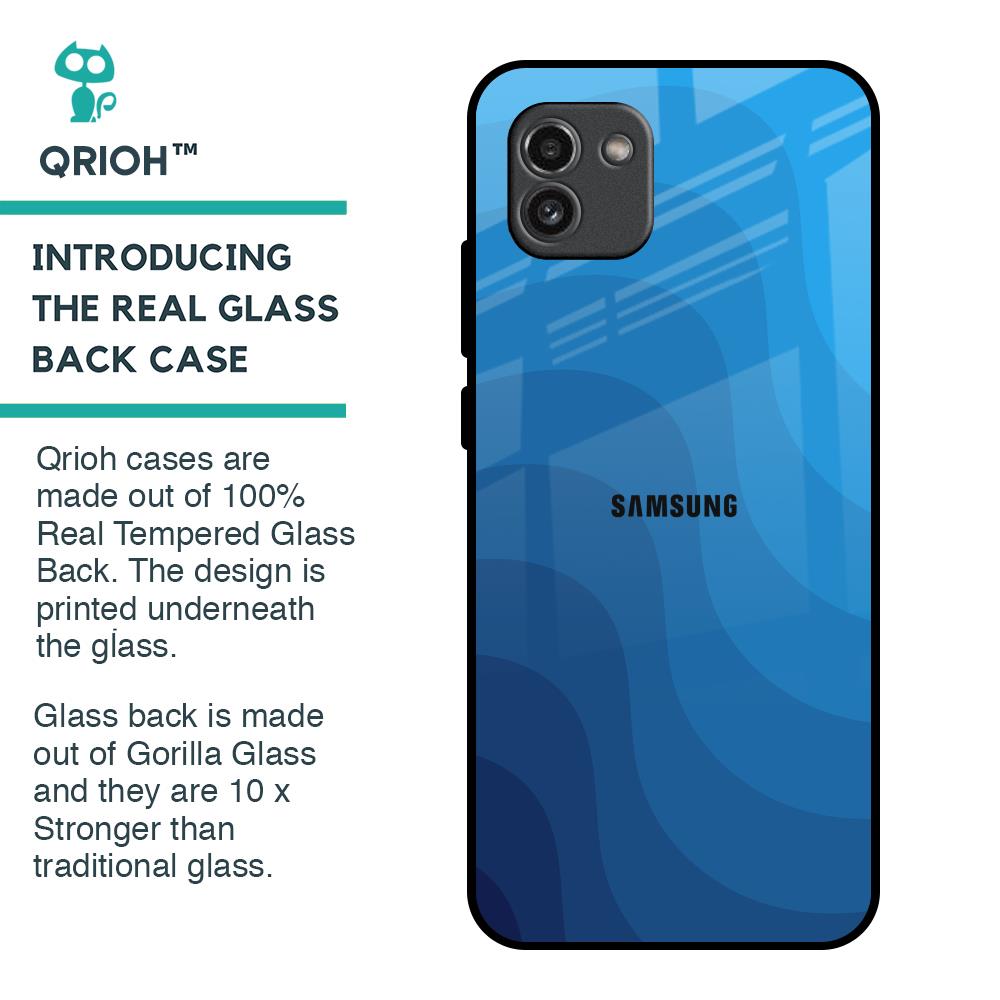 Blue Wave Abstract Glass Case for Samsung Galaxy A03