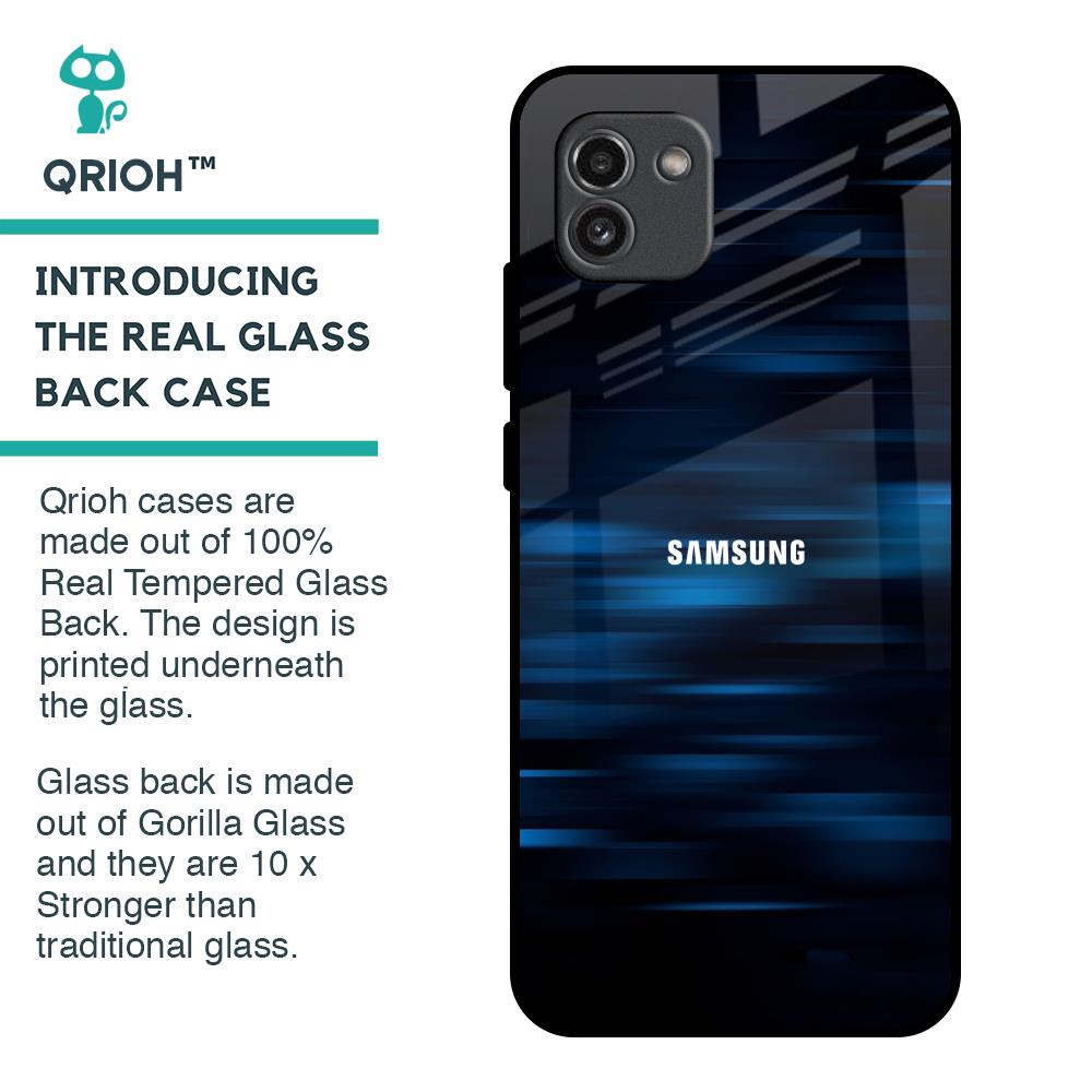 Blue Rough Abstract Glass Case for Samsung Galaxy A03