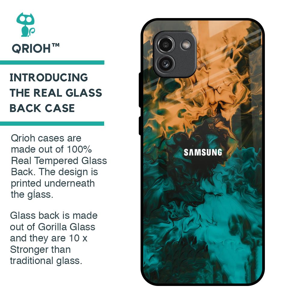 Watercolor Wave Glass Case for Samsung Galaxy A03