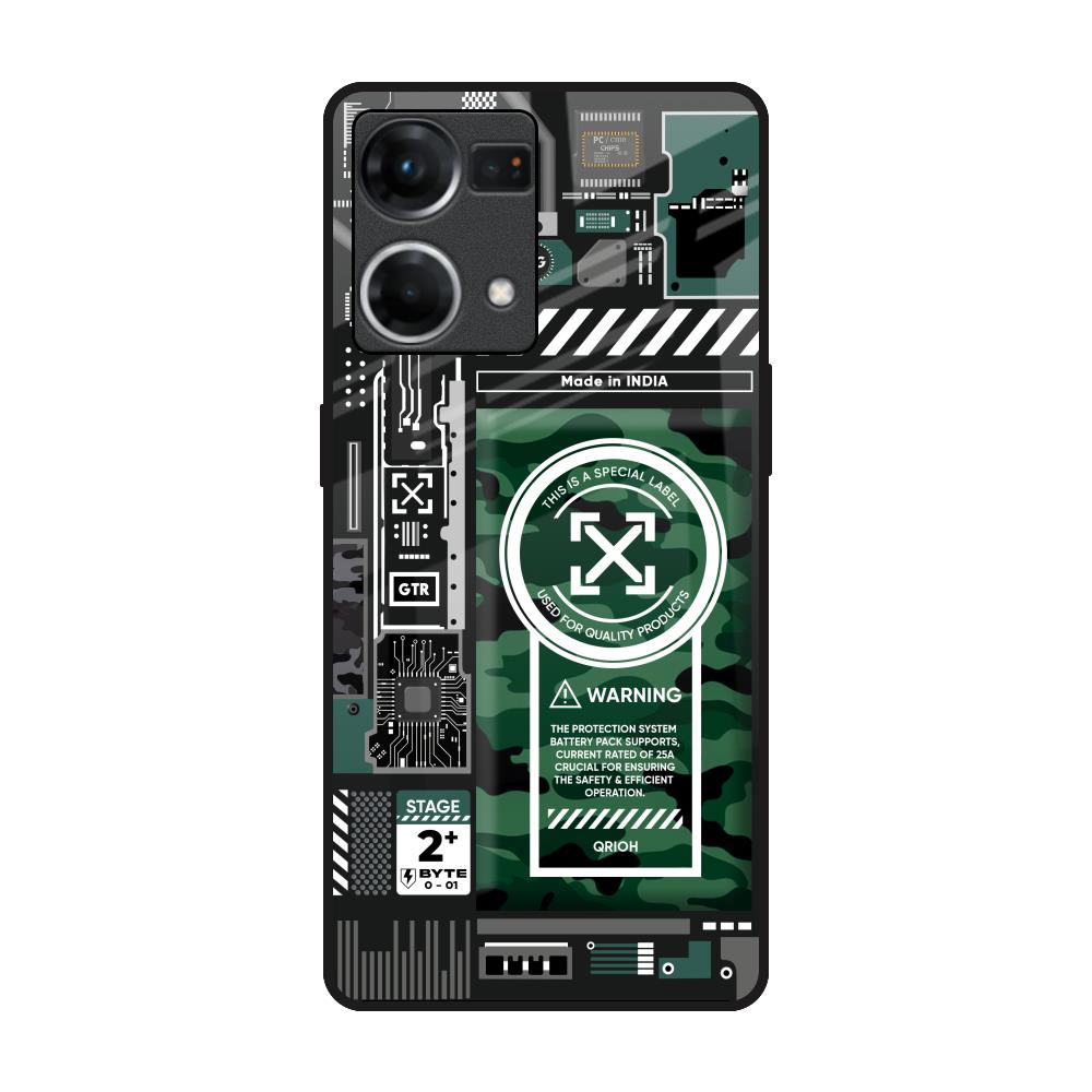 Green Camo Circuit OPPO F21 Pro Glass Back Cover Online