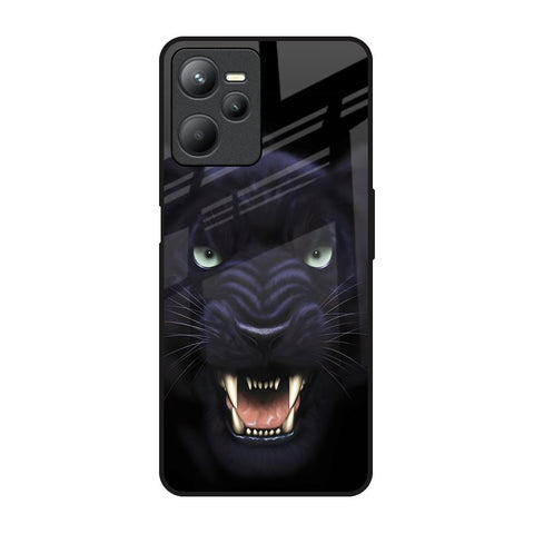 Angry Black Leopard Realme C35 Glass Back Cover Online